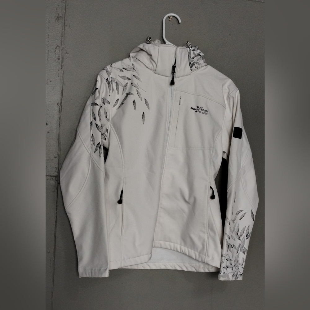 White Women's Jacket with Leaf Design